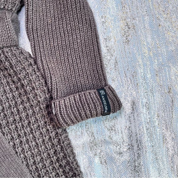 Anselmi Brown Button-Up Belted Women Sweater Medium Faux Fur Hem - Picture 13 of 16